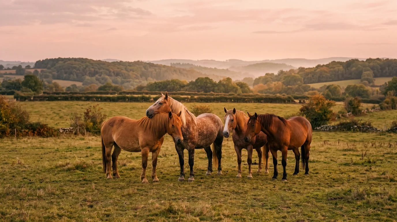 Les chevaux du Écuries Marie Bizac en liberté, Dordogne